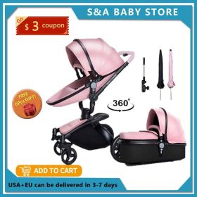 Aulon Baby Stroller 3  in 1 (Color: Black Upgrade black 3pcs)